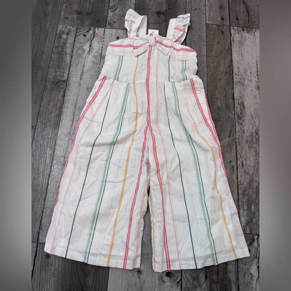 Janie & Jack Striped Bow Jumpsuit New Girls Summer 2T NWT